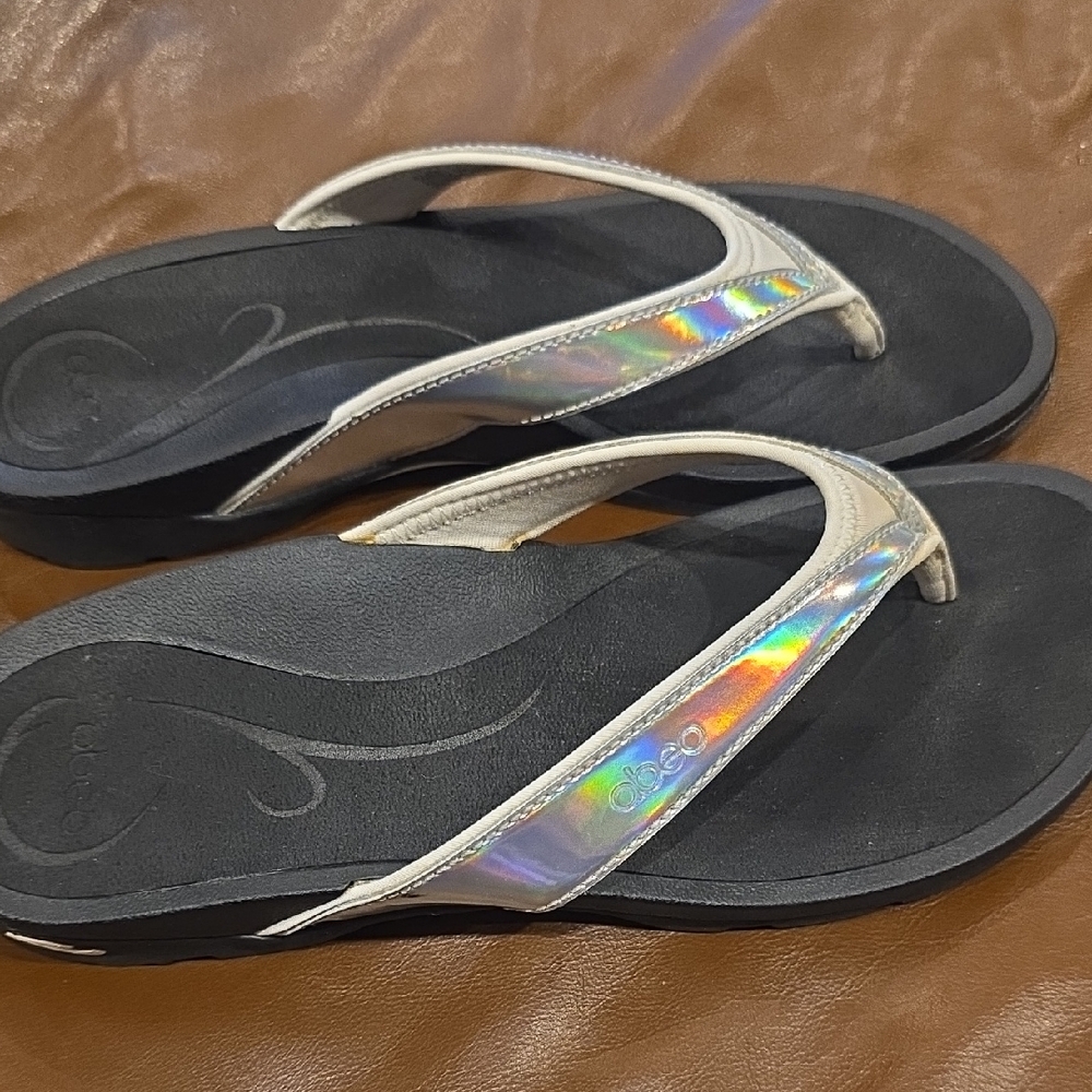 Abeo Alea Women's Silver & White Sandals Sz 8
